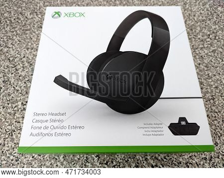 Honolulu - January 29, 2022: Immersive Gaming Experience With The Microsoft Xbox Stereo Headset. Fea