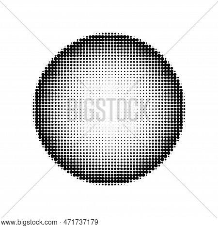 Halftone Design Element, Circular Halftone Dot Pattern. Specks, Vector Circle Gradient. Modern Circl