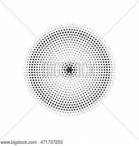 Halftone Design Element, Circular Halftone Dot Pattern. Specks, Vector Circle Gradient. Modern Circl