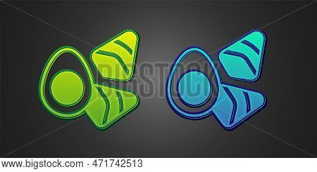 Green And Blue Chicken Egg With Vegerables Icon Isolated On Black Background. Vector