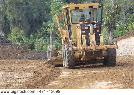 Ilheus, Bahia, Brazil - May 23, 2022: Construction Work On The Ba 649 Highway Linking The Municipali