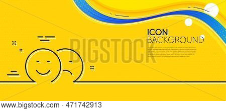 Like And Dislike Line Icon. Abstract Yellow Background. Smile Sign. Social Media Feedback Symbol. Mi