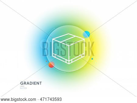 Parcel Box Line Icon. Gradient Blur Button With Glassmorphism. Logistics Delivery Sign. Package Trac