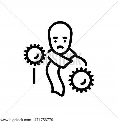 Black Line Icon For Infected Infectious Contagious Transmissible Epidemic Epidemical Immunity