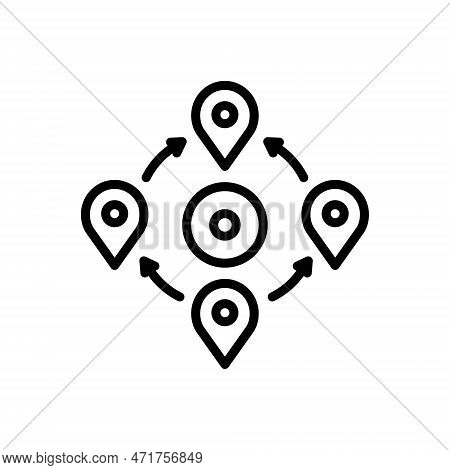 Black Line Icon For Nearby Closely Near Nigh Adjoining Adjacent Location Amenities Link Gps Navigati