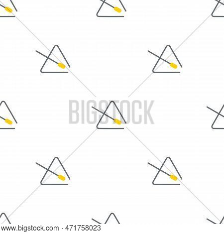 Vector Flat Hand Drawn Seamless Geometric Pattern With Triangle Bells. Musical Toys For Children