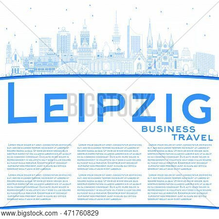 Outline Leipzig Germany City Skyline With Blue Buildings And Copy Space. Vector Illustration. Busine