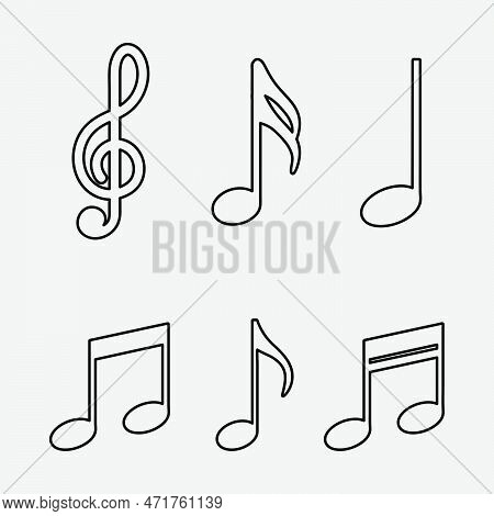 Set Of Musical Notes Icon Musical Notes. Treble Clef. Vector Illustration 1.eps