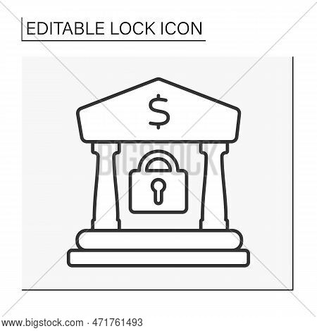Personal Data Line Icon. Governmental Building. Bank. Lock Concept. Isolated Vector Illustration. Ed