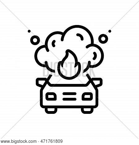 Black Line Icon For Extremely Very Much Most Extra Excessively Terribly Drastically Fire Damage Heat