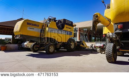 Araclar, Turkey - September 16, 2022: New Holland Agriculture Logo In The Dealership Store Against A