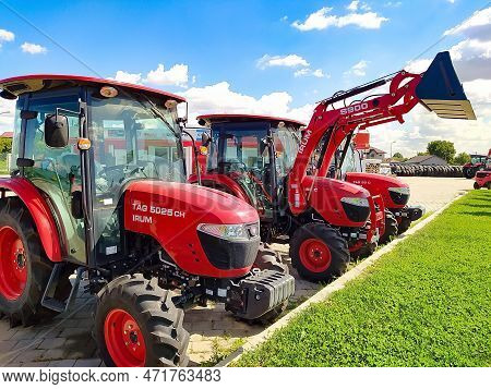 Bucharest, Romania - September 12, 2022: Romanian Irum Companys Tagro Tractor At Bucharest, Romania