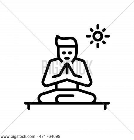 Black Line Icon For Being Existence Living Aliveness Lifeblood Yoga Exercise Meditation Relax Pose V