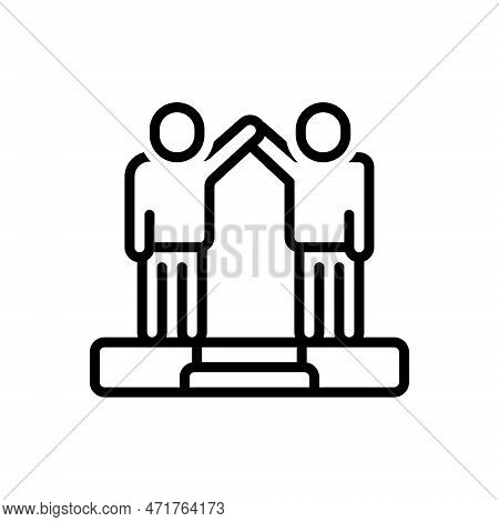 Black Line Icon For Involved Besmeared Community Togetherness Engage Friend Mate Companion Ally Enta