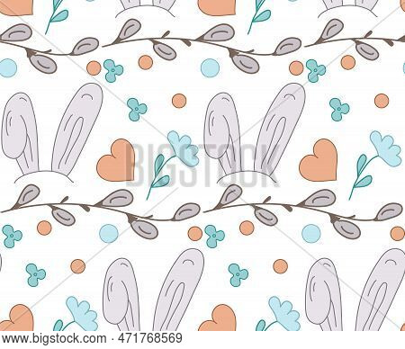 Seamless Pattern Eggs Easter. Pastel Colored Vector Illustration. Texture Of Easter Gift, Textile. E