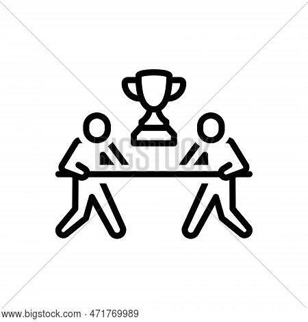 Black Line Icon For Competition Rivalry Competitiveness Vying Feuding Championship Game Trophy Conte