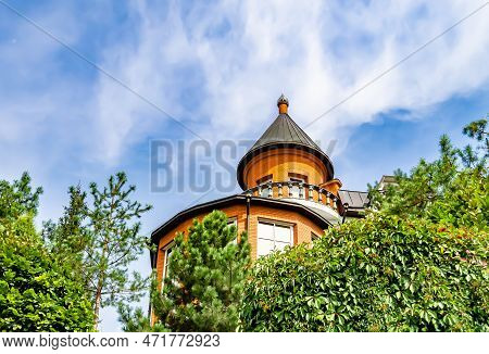 Photography On Theme Ancient Brick Castle With Large Tower