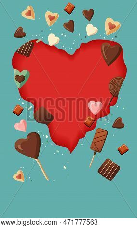 Banner For The International Womens Day. Flyer For March 8 With The Decor Of Chocolade Candy. Vector