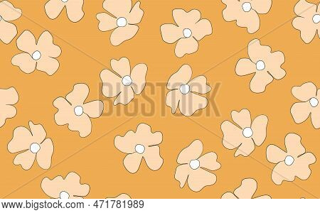 Floral Seamless With Hand Drawn Color Flowers. Cute Summer Background. Modern Floral Compositions. F
