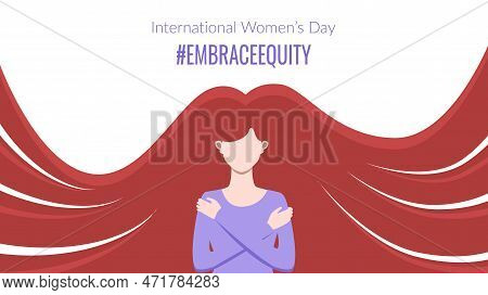 Embraceequity Movement Banner, Greeting With International Women\'s Day With Blond Woman Hugging Her
