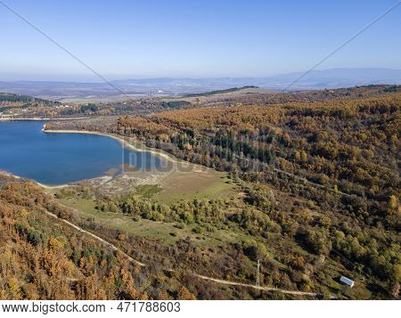 Aerial View Of Izvor Reservoir At Konyavska Mountain, Bulgaria