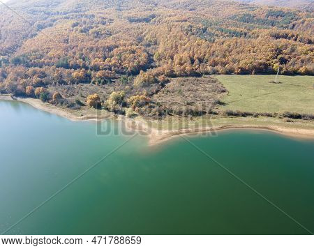 Aerial View Of Izvor Reservoir At Konyavska Mountain, Bulgaria