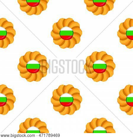 Pattern Cookie With Flag Country Bulgaria In Tasty Biscuit