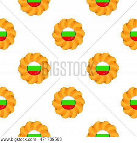 Pattern Cookie With Flag Country Bulgaria In Tasty Biscuit