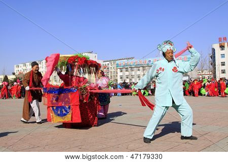People Wear Colorful Clothes, Yangko Dance Performances In The Streets
