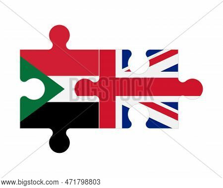 Connected Puzzle Of Flags Of Sudan And United Kingdom, Vector