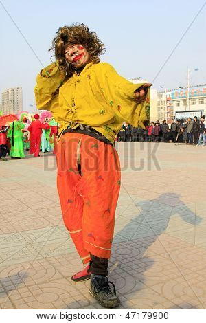 People Wear Colorful Clothes, Yangko Dance Performances In The Street