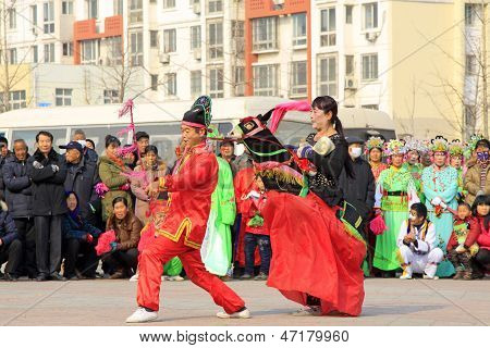 People Wear Colorful Clothes, Yangko Dance Performances In The Street