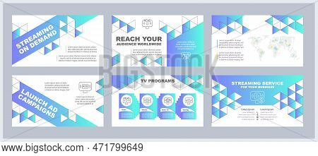 Streaming On Demand Presentation Templates Set. Video Content Library. Subscription Based. Internet 