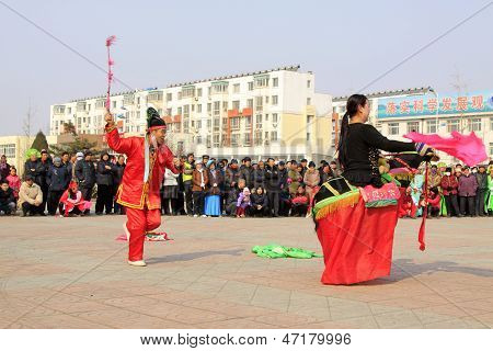 People Wear Colorful Clothes, Yangko Dance Performances In The Street