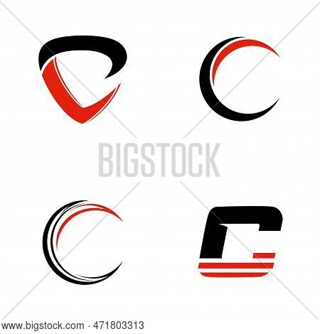 Set Of Letter C Vector Logo Design. Creative Minimalism Logotype Icon Symbol
