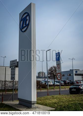 Wroclaw, Poland - February 26, 2023: Zf Logotype On The Column In Front Of Company Building.