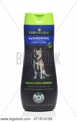 Irivne, California - 01 Mar 2023: A Bottle Of Furminator Deshedding Conditioner For Dogs.
