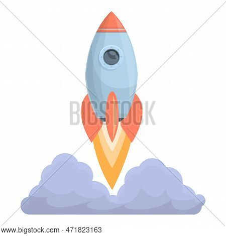 Spacecraft Launch Fire Icon. Cartoon Of Spacecraft Launch Fire Icon For Web Design Isolated On White