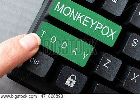 Text Caption Presenting Monkeypox. Concept Meaning Poxvirus Of Africa Caused By Chiefly In Wild Rode
