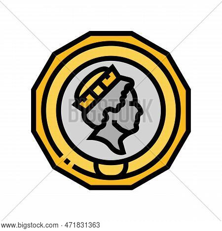 Gbp Coin Color Icon Vector. Gbp Coin Sign. Isolated Symbol Illustration