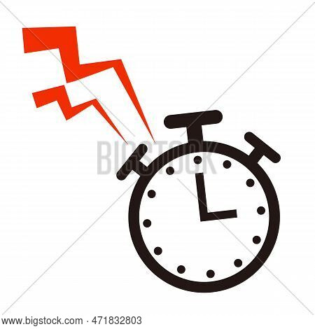 An Alarm Clock Icon With A Sound. Editable Vector.