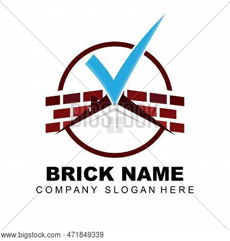 Brick Logo Design, Building Material Illustration, Construction Company Product Brand Icon