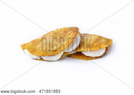 Traditional Venezuelan Beef Cachapa Isolated On White Background