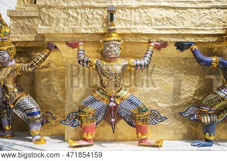 Demon Guardian Inside The Grand Palace In Bangkok, Grand Palace Was A Former Residence For King Rama