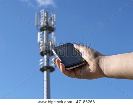 Hånd viser en telefon
