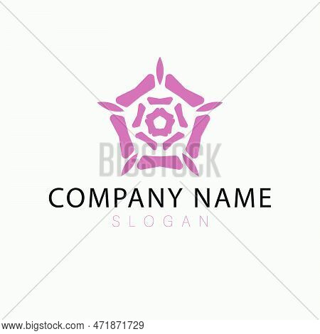 Rose Symbol Logo Design. Floral Emblem Logotype. Absctract Flower Geometric Logo.