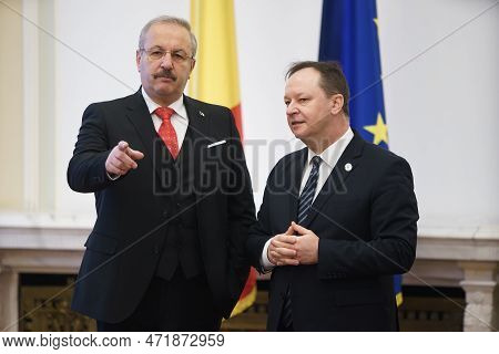 Bucharest, Romania. 2nd Mar, 2023: Vasile Dincu (l), Former Minister Of Defense Of Romania And Ihor 