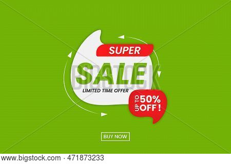 Colorful Super Sale Banner Design Upto 50% Off Vector Illustration