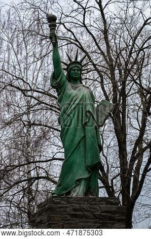 A Replica Of The Statue Of Liberty Near The Office Of The Dickerhoff Company In Zdolbuniv, Ukraine.