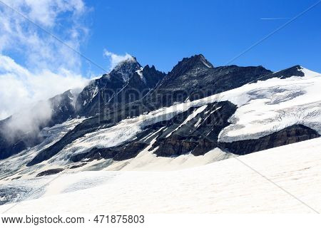 Mountain Grossglockner And Glacier Pasterze Panorama In Glockner Group, Austria